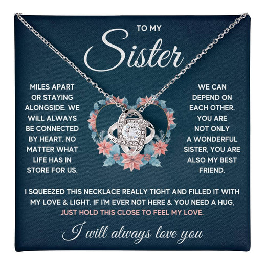 TO MY SISTER SQUEEZED LOVE KNOT NECKLACE GIFT SET