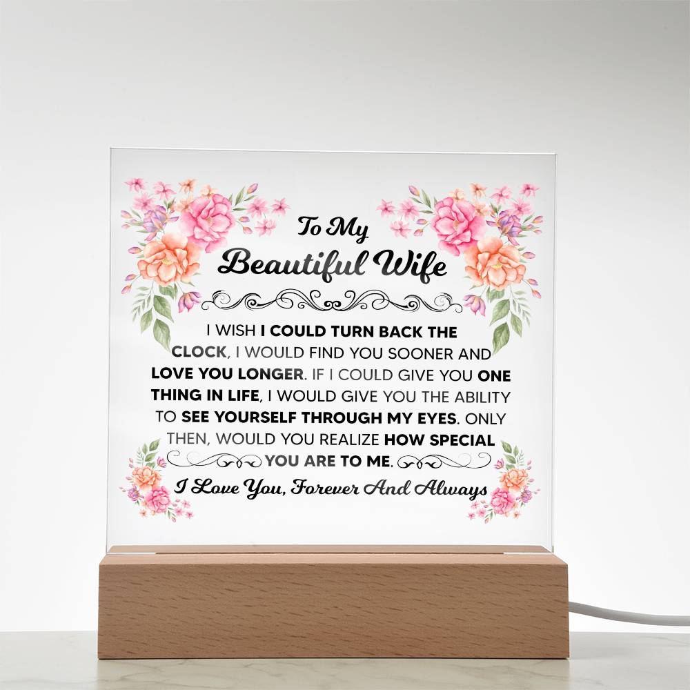 TO MY BEAUTIFUL WIFE SQUARE ACRYLIC PLAQUE