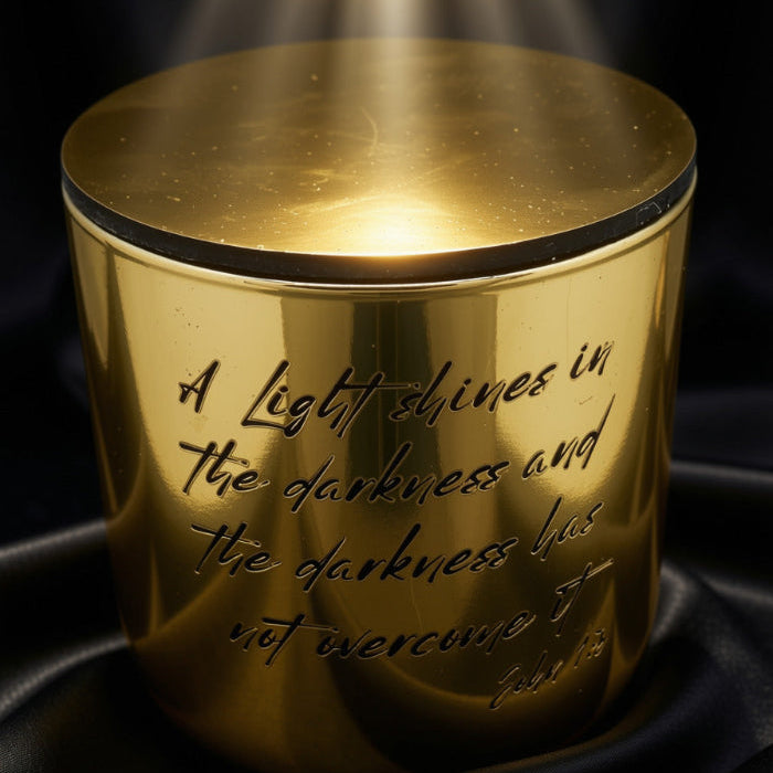 Scripture Candle - JOHN 1:5 The light shines in the darkness