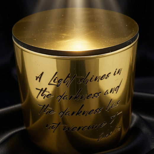 Scripture Candle - JOHN 1:5 The light shines in the darkness