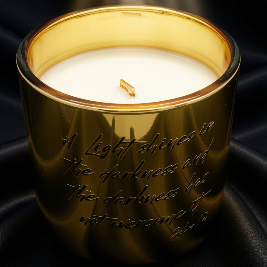 Scripture Candle - JOHN 1:5 The light shines in the darkness
